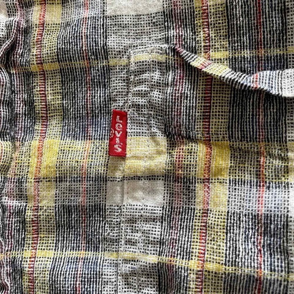 Levi's Standard Fit Short Sleeve Button Up Shirt Multicolor Plaid Mens XXL Linen - Picture 4 of 8